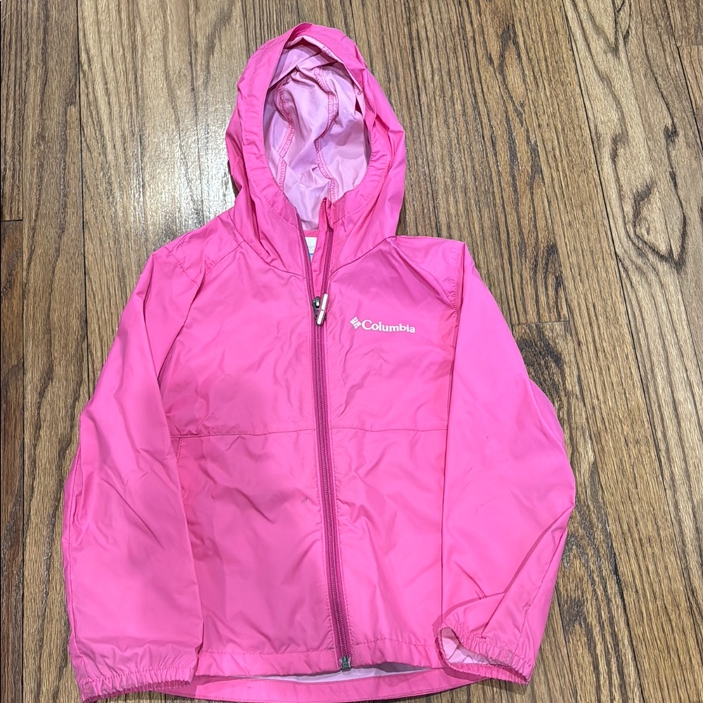Columbia Pink Hooded Rain Jacket
